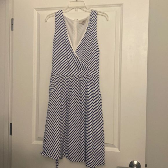 LOFT Black and White Striped Midi Dress - Picture 3 of 5